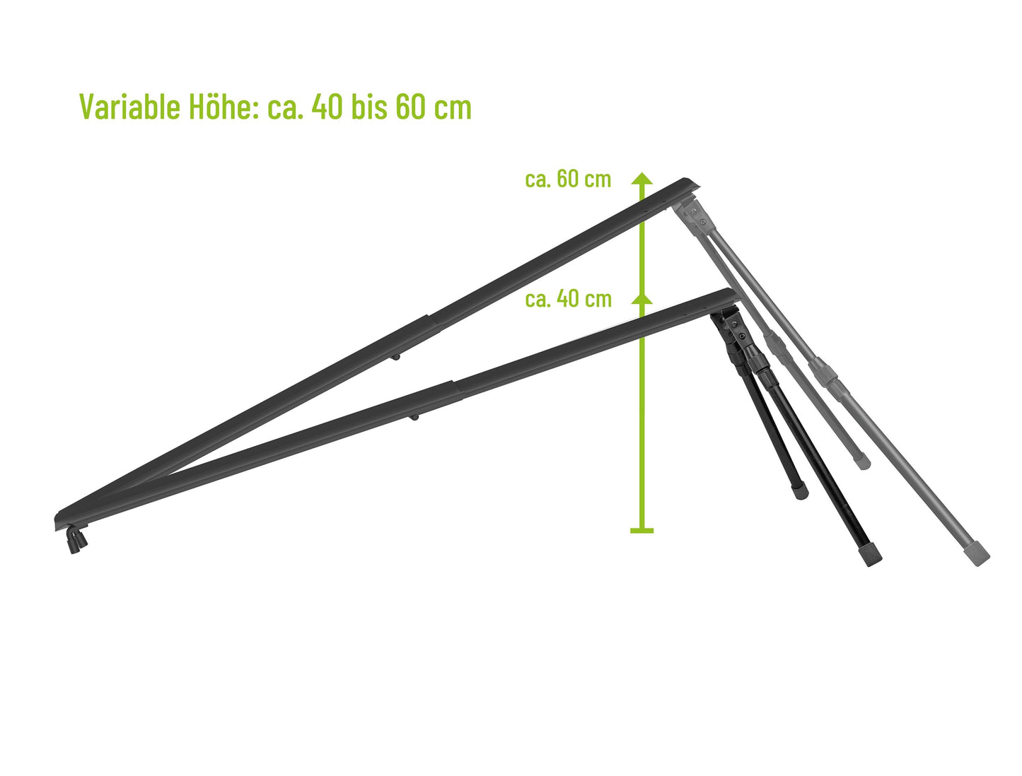 EUFAB 11640 Universal loading ramp for bike carrier, approx. 115 cm, height adjustable from 40-60 cm, load capacity 30 kg, for tire width of 8-10 cm, foldable, black