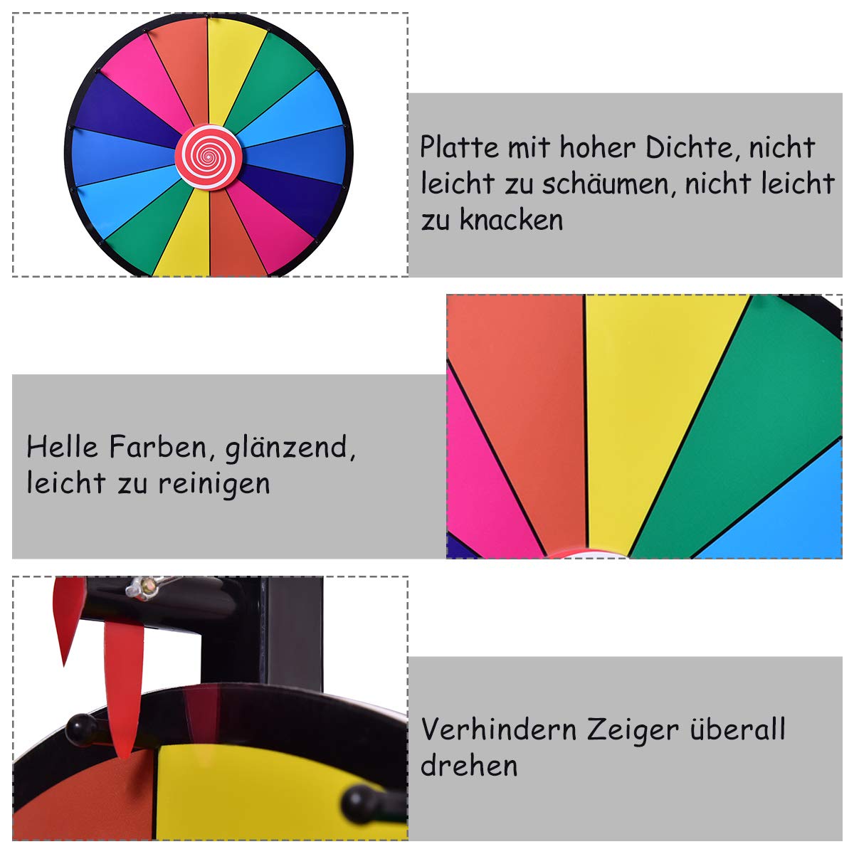 GOPLUS 24 Inch Prize Wheel, Spin Wheel for Lottery & Word Games with Marker & Eraser, Tabletop Game for Carnivals, Parties & Trade Shows, reusable Spinning Wheel (24").
