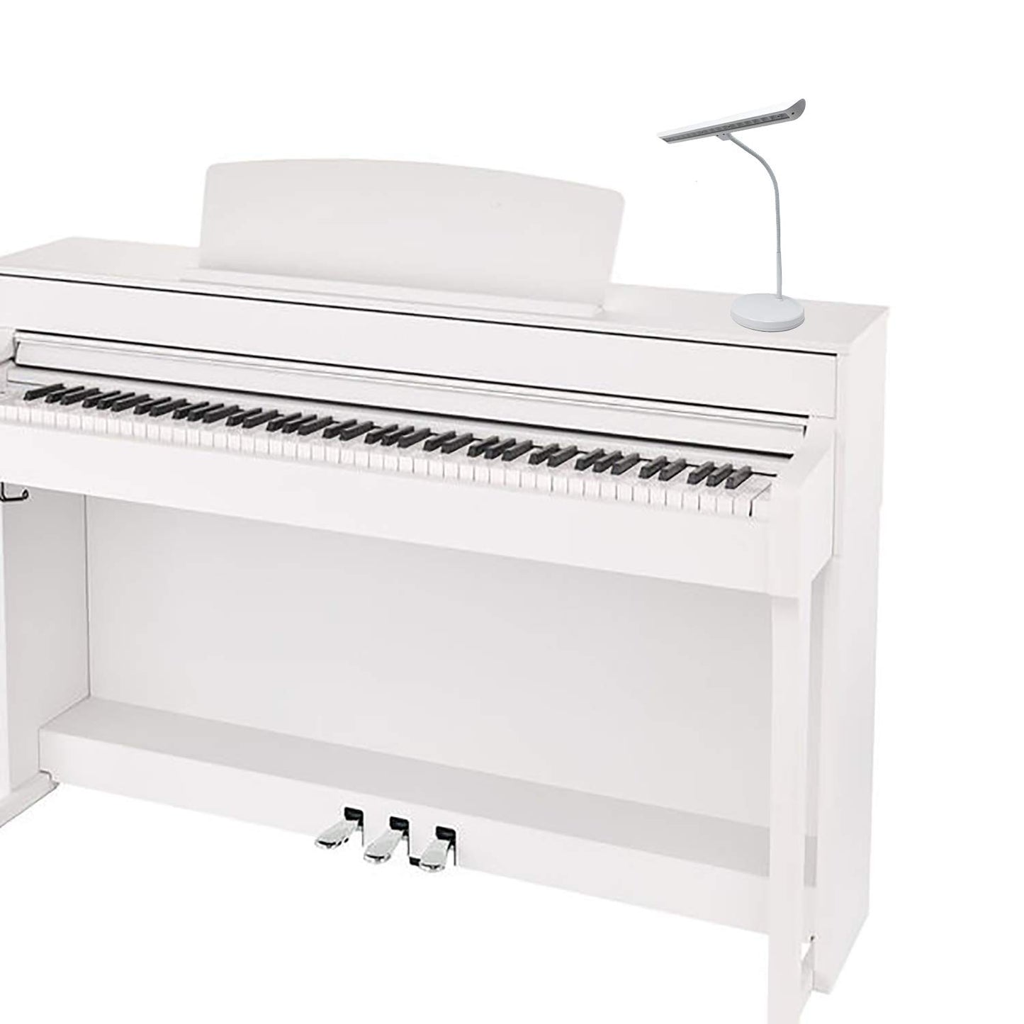 Infitronic IN18LEDKLW - 18 LEDs piano light, table lamp, warm white light, dimmable, USB Type-A charging port (white variant)
