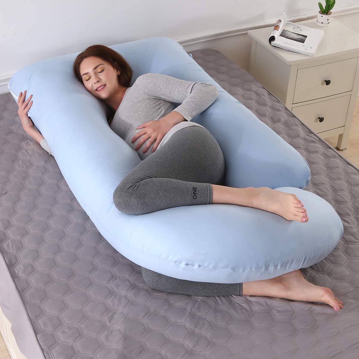 SHANNA Pregnancy Pillow Side Sleeper Pillow Nursing Pillow U Shaped XXL Support Pillow 70 * 145CM Large Body Pillow with Removable and Washable Cover, U-Shape Pregnancy Body Pillow