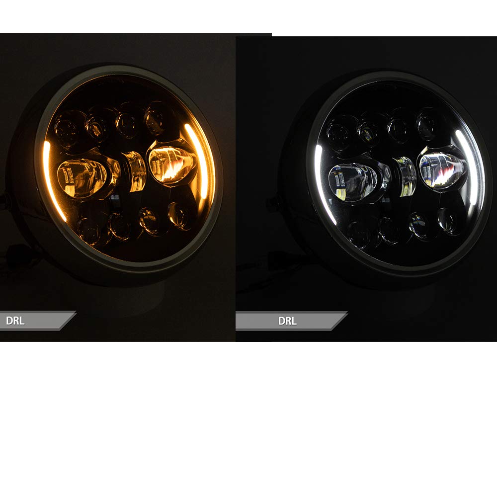 evomosa Motorcycle Headlight LED 7.5 Inch Motorcycle DRL Light Front Headlamp with Bracket (Color 2)