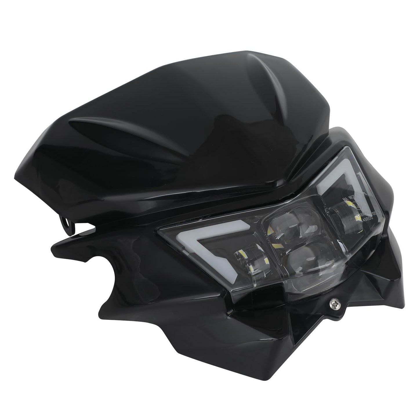 JFG RACING Motorcycle Headlight, Motorcycle Light Mask Fairing Mask Daytime Running Light Headlight Waterproof for Dirt Pit Bike Dual Sport Enduro-Black