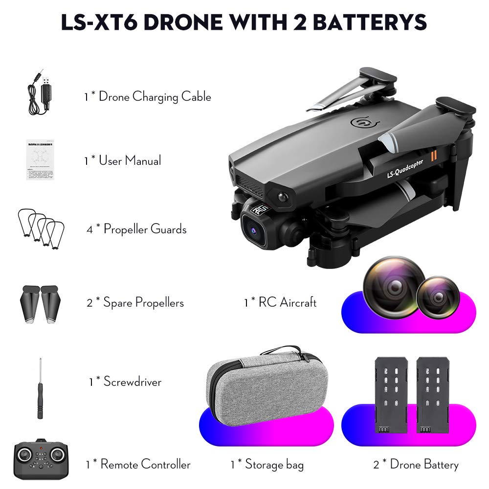 Goolsky Drone with Camera 4K, Drone Dual Camera Track Flight Gravity Sensor Gesture Photo Video Altitude Hold Headless Mode RC Quadcopter for Adults Kids
