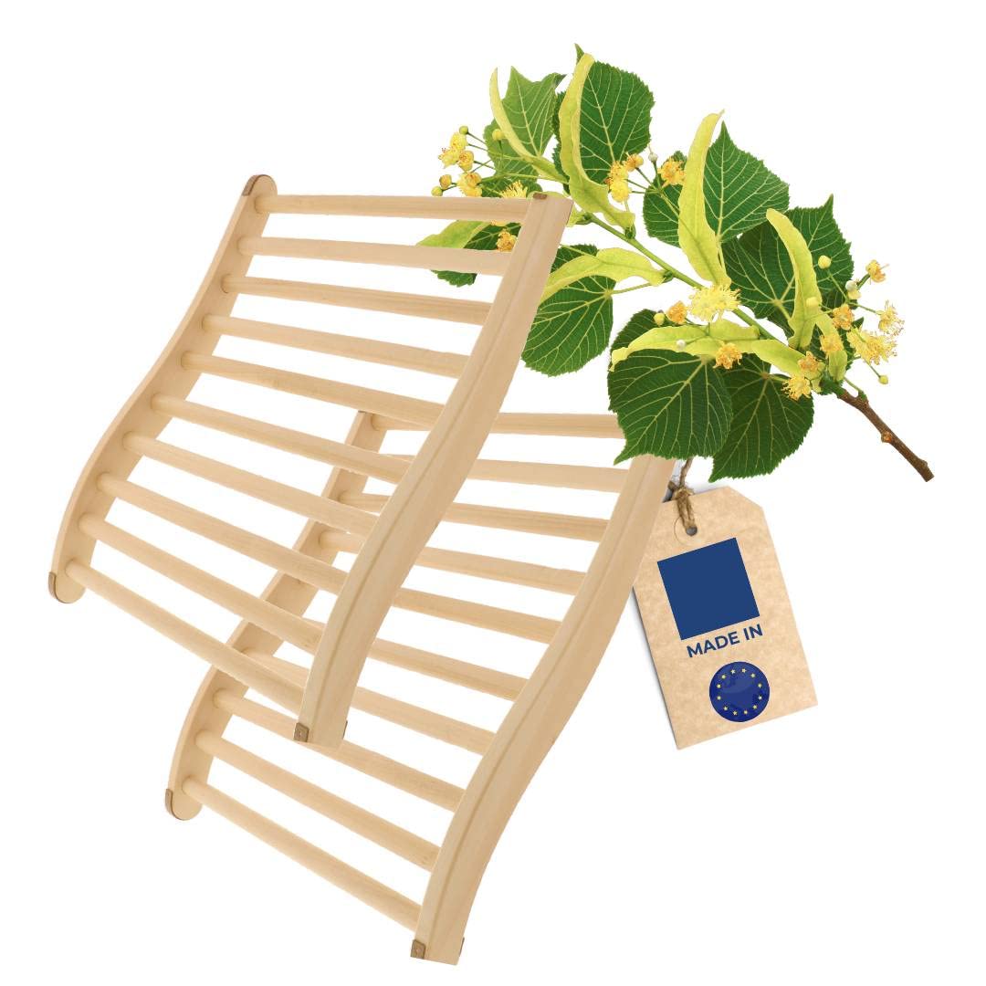 2X HOFMEISTER® Sauna backrest made of high-quality lime wood, 51 cm, ergonomically shaped, Made in Europe, non-slip sauna back support, Relax and unwind with headrest