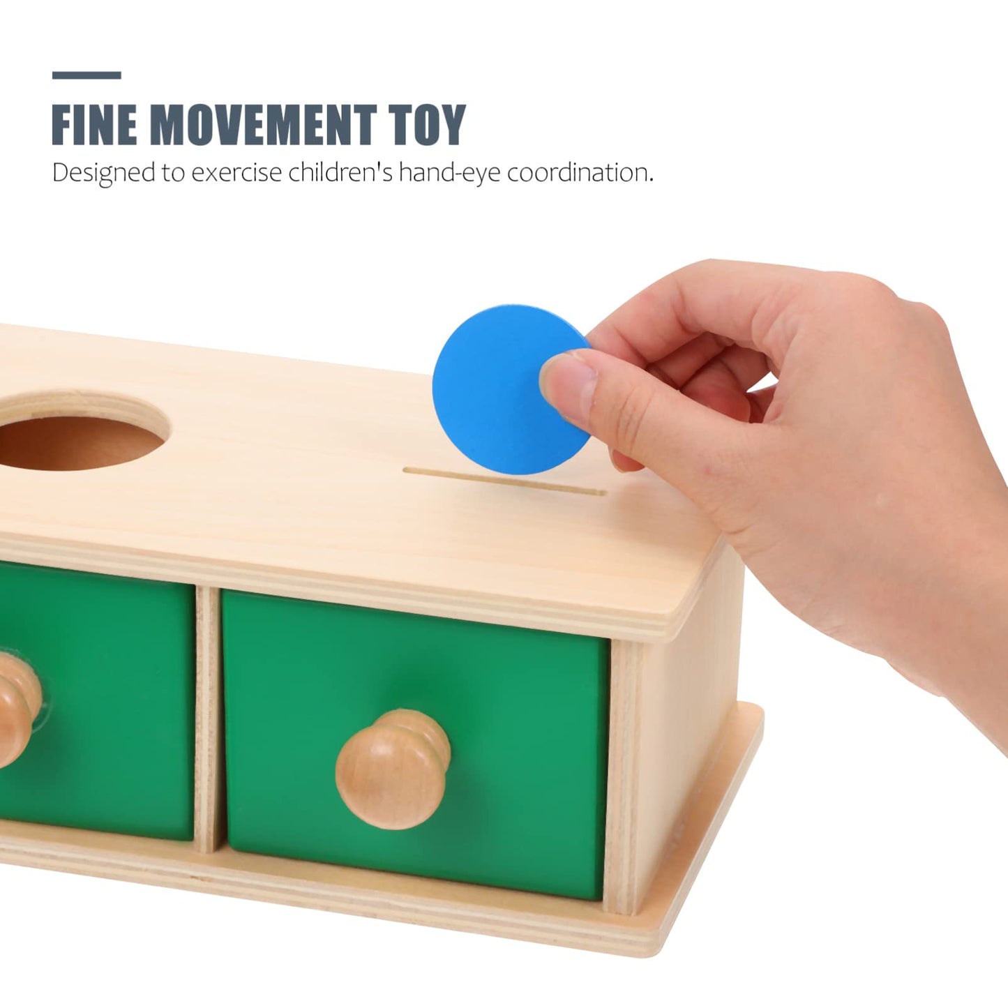 STOBOK Montessori Object Permanence Box Wooden Montessori Toy with Tray Balls And Coins Drop Montessori Object Permanence Box Kids Early Educational Toy