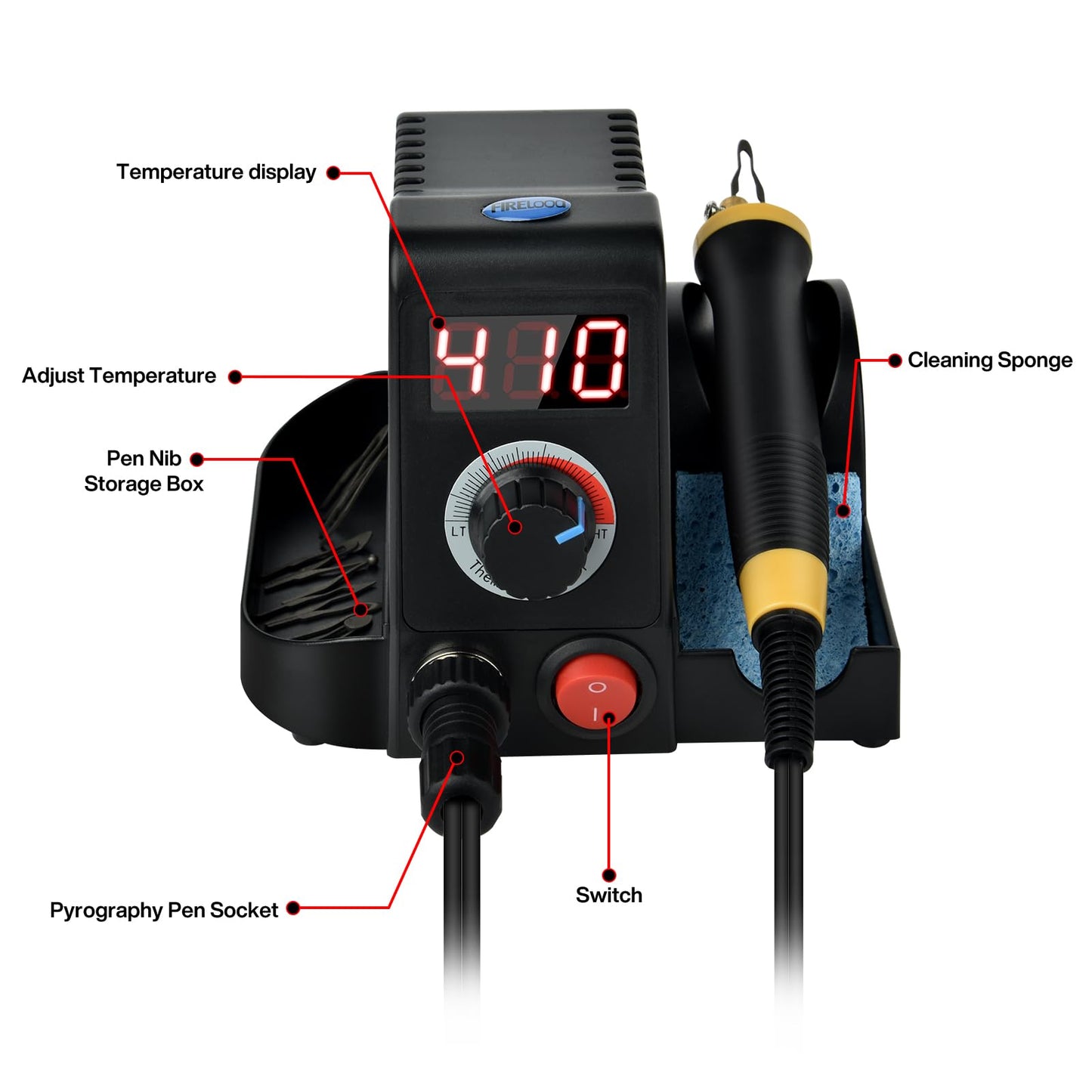 40W wood burning station Woodburning pen Set 8pcs Tips: professional wood burning kit with digital display, machine Enhanced wood burning set