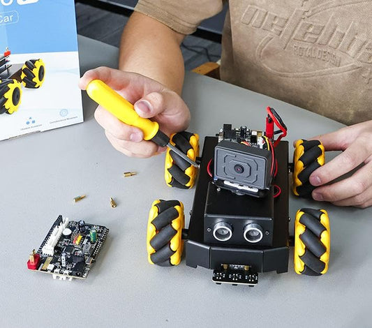 Yahboom UNO R3 AI Smart Robot Kit with Mecanum Wheel and ESP32 Camera. App Control for FPV Video. Great for STEM Programming Education. Perfect for Kids interested in Electronics.