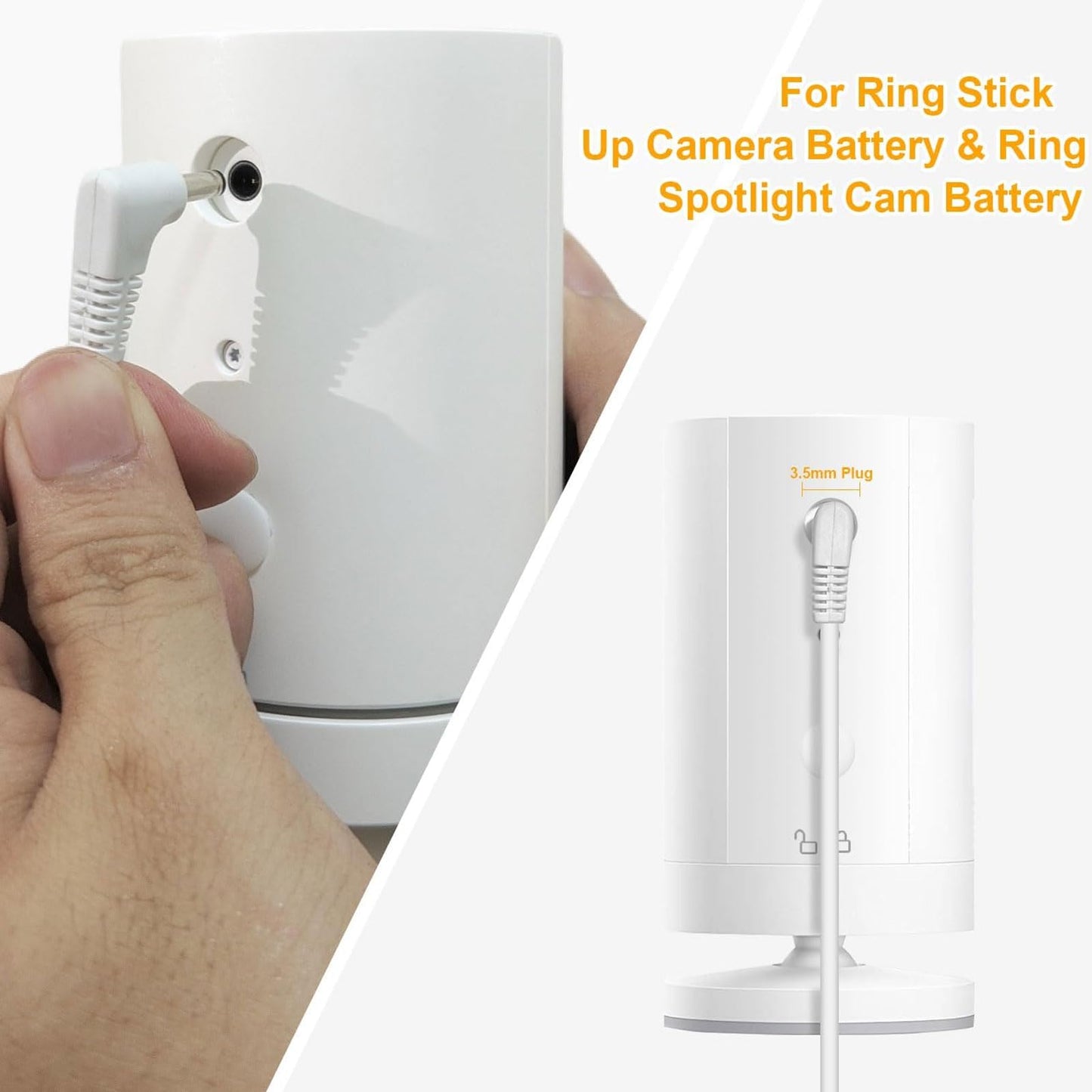 Solar panel charger for Ring Spotlight Cam and Ring Stick Up Cam, IP65 waterproof solar panel with 5V 10W charging, 9.8ft long cable (CSP4W-DC-W).