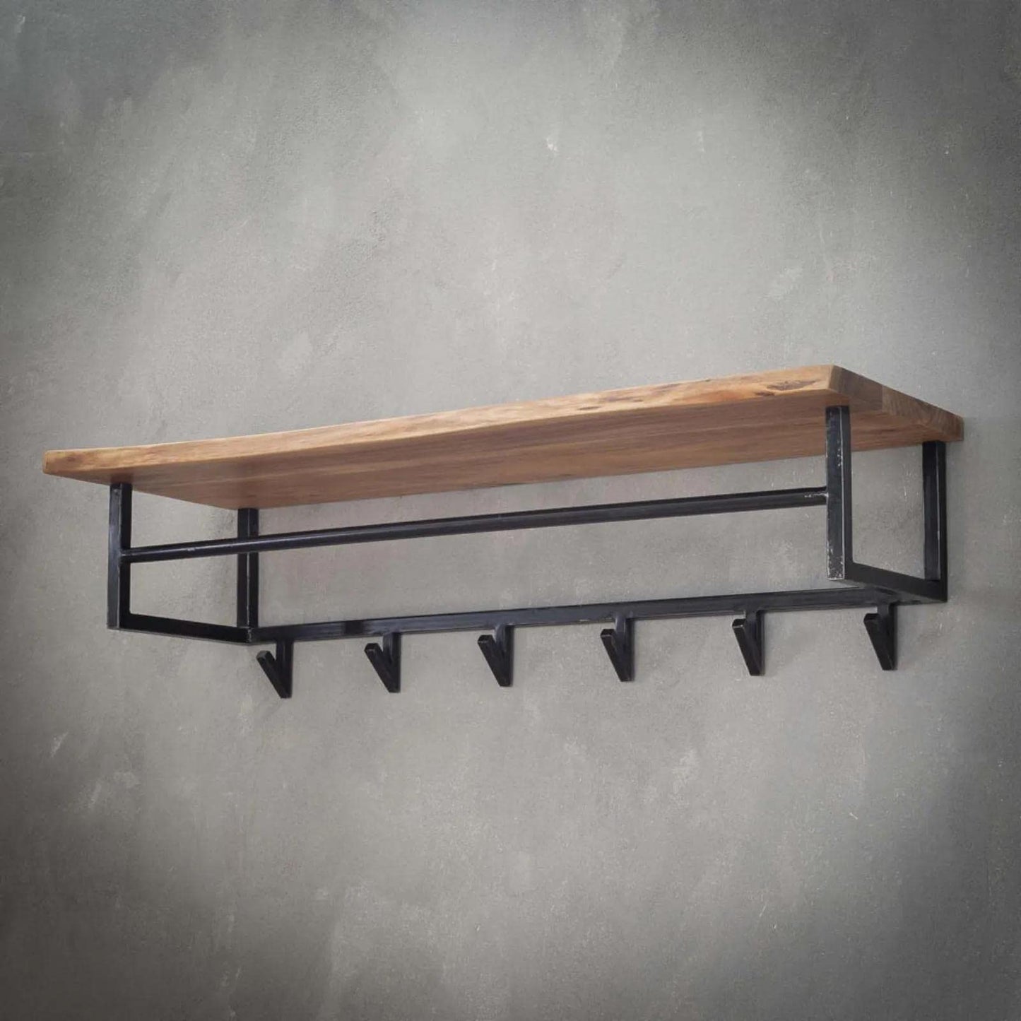 RINGO-Living wall coat rack with shelf, clothes rack hallway made of wood & metal, rustic wall shelf coat rack, wall decor industrial style, coat rack wood & metal, stylish hallway clothes rack