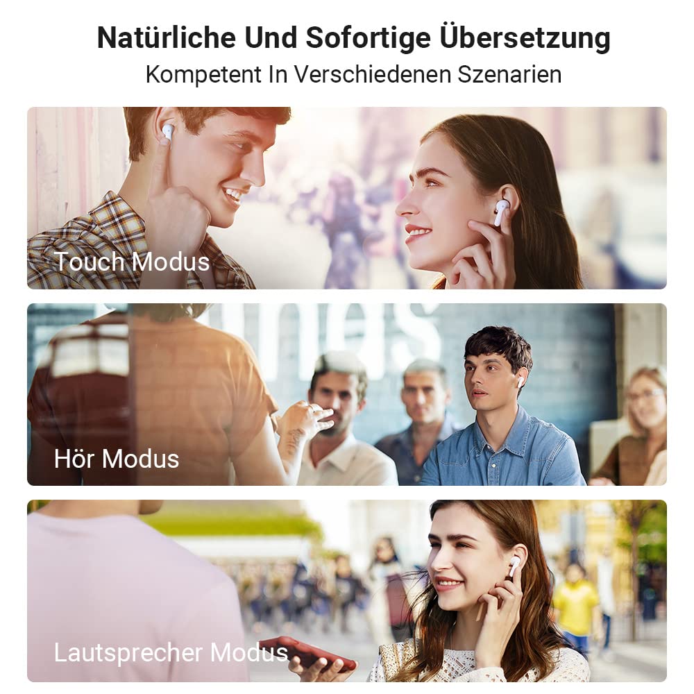 Timekettle M3 translator device, two-way translator headphones with app for 40 languages & 93 dialects. Online & offline language translation tool for expats while traveling. Compatible with iOS & Android.