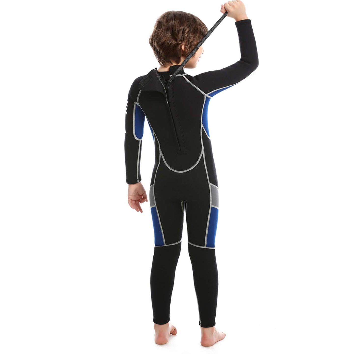 ZCCO Kids 2.5mm Neoprene Thermal Wetsuit, youth swimsuit for boys and girls with long sleeves for diving, swimming, surfing... (Blue, M)