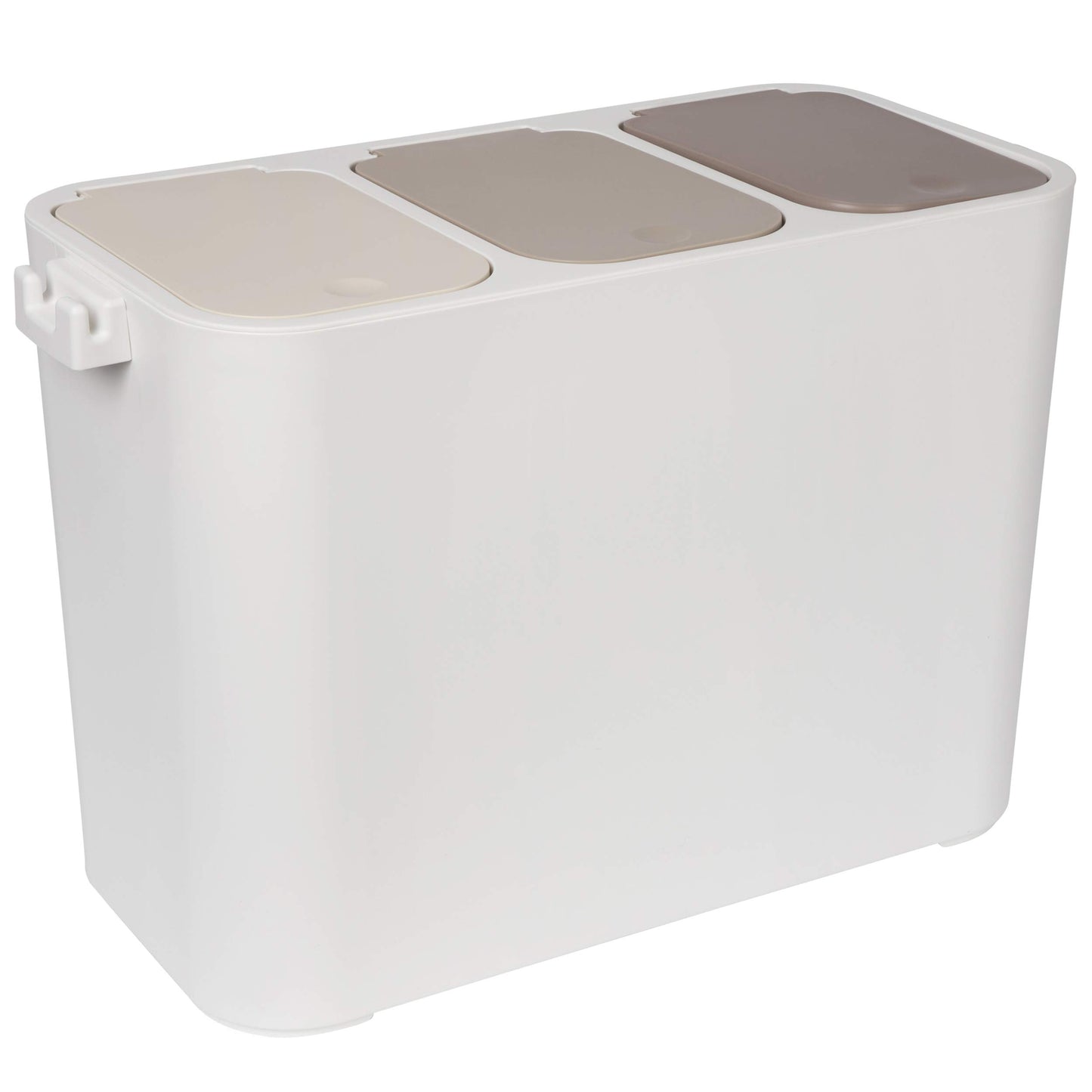 ONVAYA® waste separation system Ben | Waste separation with multiple compartments | Trash can in cream-white | Waste bin for kitchen & bathroom (27 liters, cream-beige-brown)