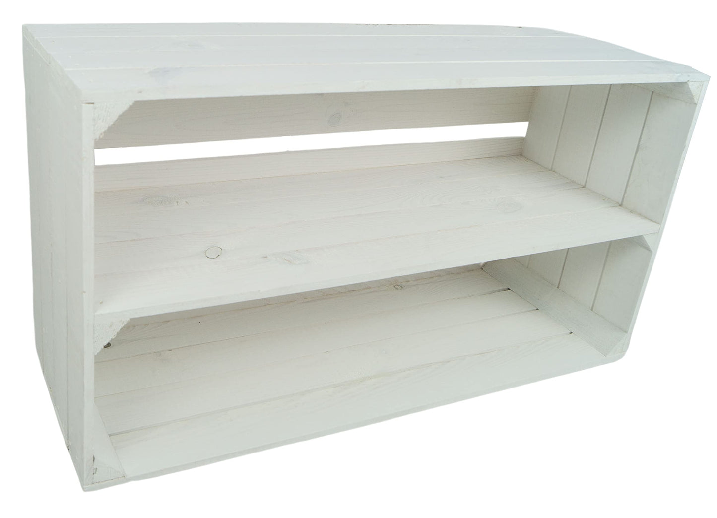 Crate set Altes Land 2 large fruit crates Tosca white/natural/flamed with long insert shelf/divider approx 75x40x26cm/ shelving apple crate/wine crate storage shelf storage crate (White)