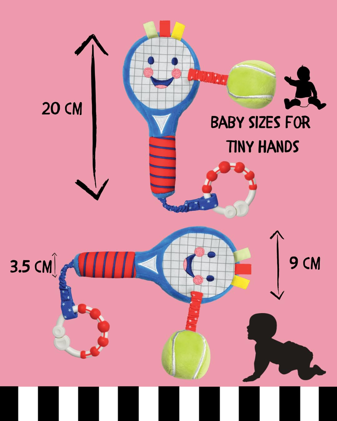 Little Sport Star Baby Tennis Racket, Sensory sports toy for babies and toddlers, Baby tennis, Gift for newborns and babies, Original British sports baby toy, First tennis racket.