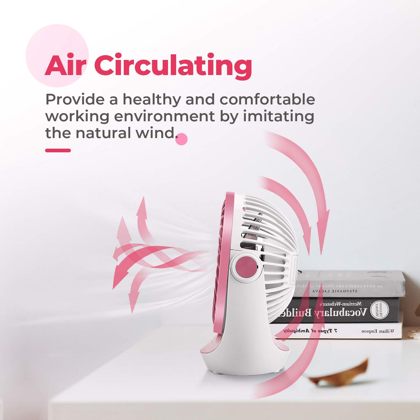 OCOOPA USB Fan, small desk fan with strong airflow and quiet operation 3 speeds, 360° rotatable head, easy to carry for office, home, and outdoor.