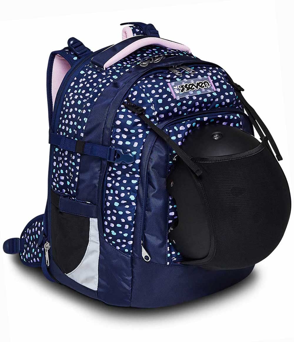 Seven school backpack: ergonomic & expandable, with multiple compartments, school bag for girls & boys; sustainable fabric, with height adjustment system, perfect for high school & school, UPDOWN TWICE CHARMING PATCH