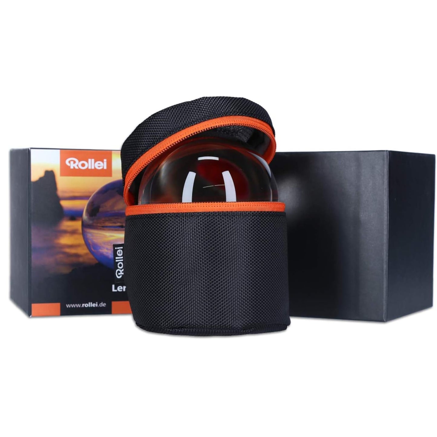 Rollei Lensball 110mm | Glass orb | Crystal ball | Photo sphere with storage bag & microfiber cleaning cloth for glass ball photography.