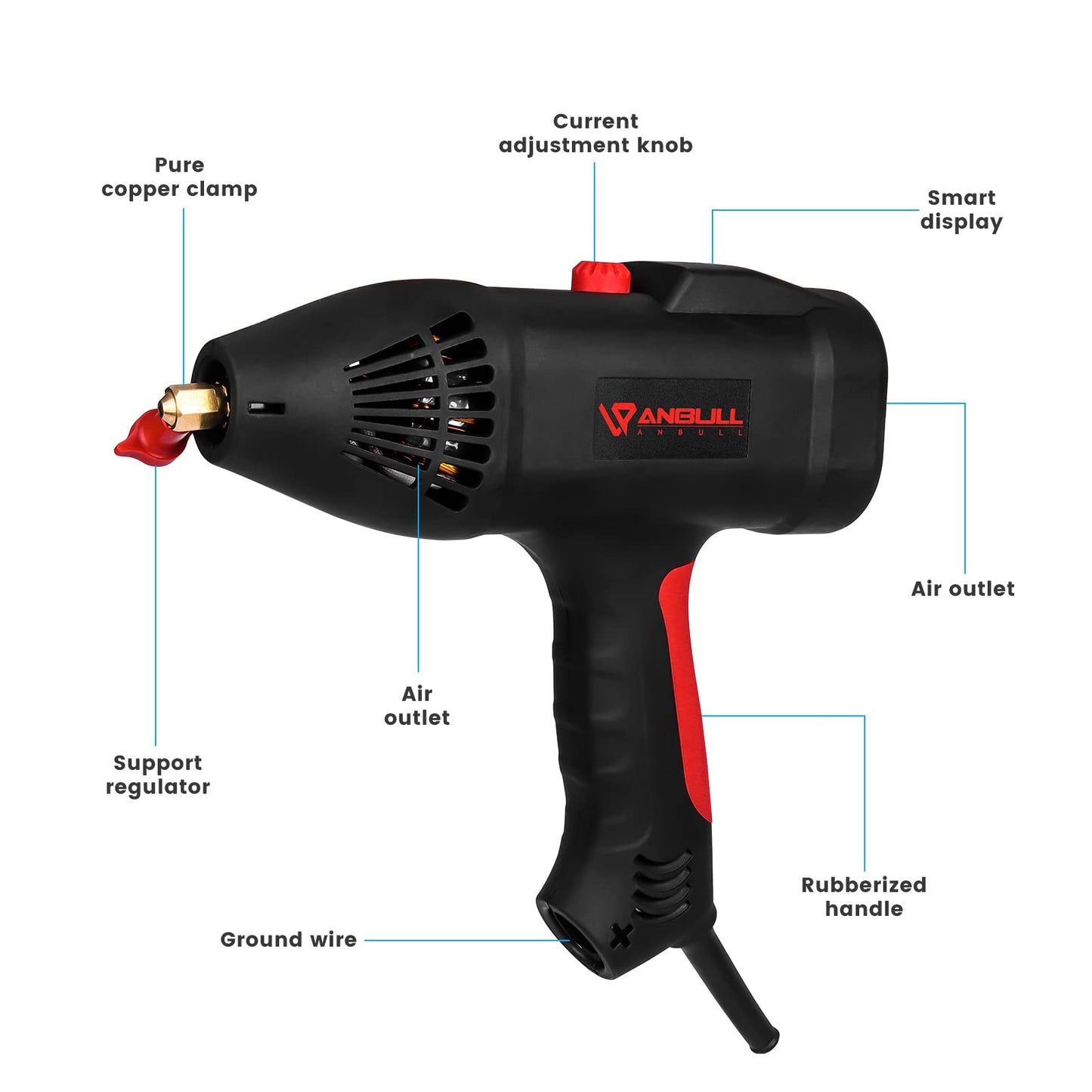 Anbull MMA Electrode Welding Machine, 140A Portable ARC Welder, 220V/3000W, IGBT Inverter Stick Arc Welding Machine, 1.5 kg Ultra-lightweight welding device