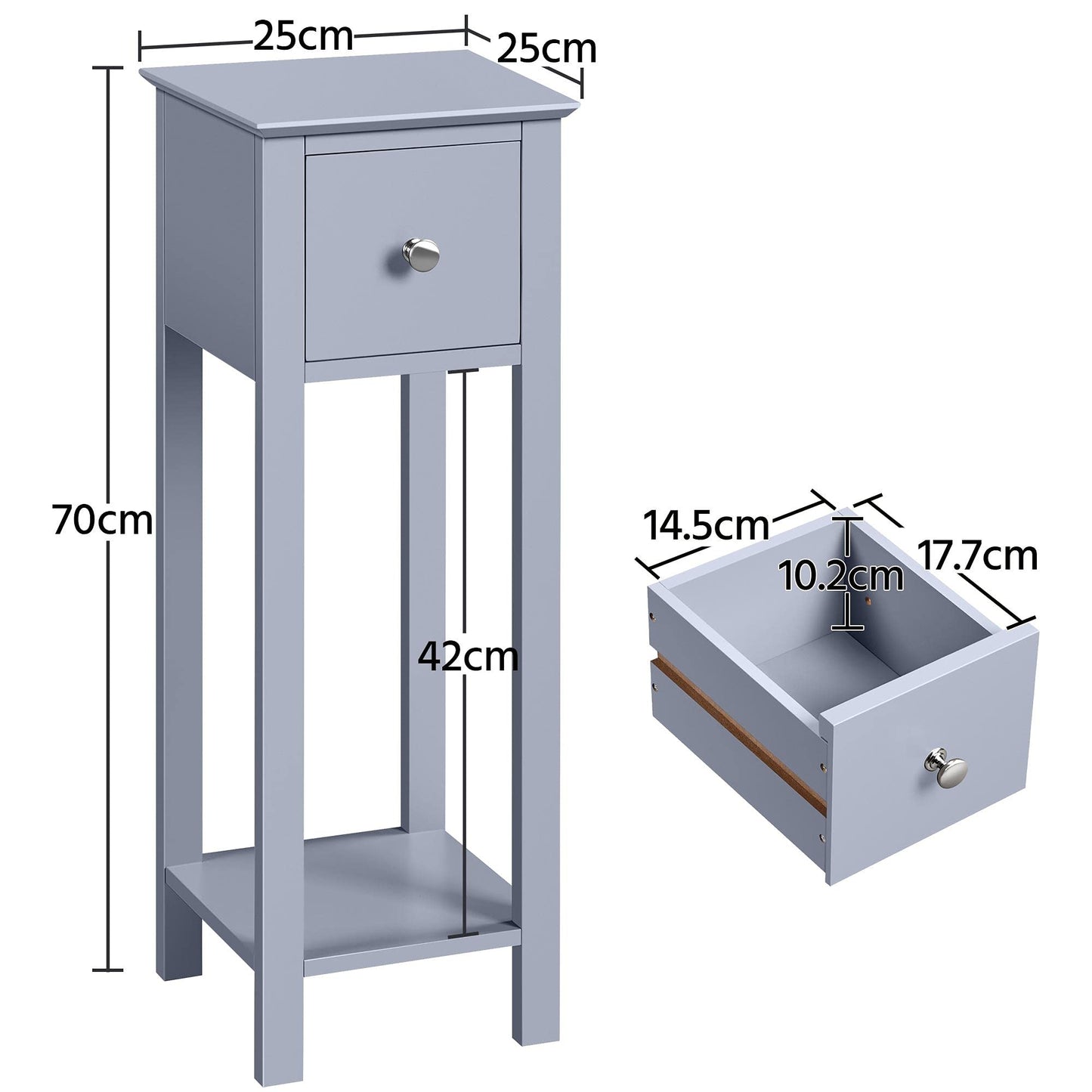 Yaheetech 2-Pack Nightstand Bedside Table with 1 Drawer & Shelf Simple End Table Storage Side Table for Living Room/Bedroom, Gray