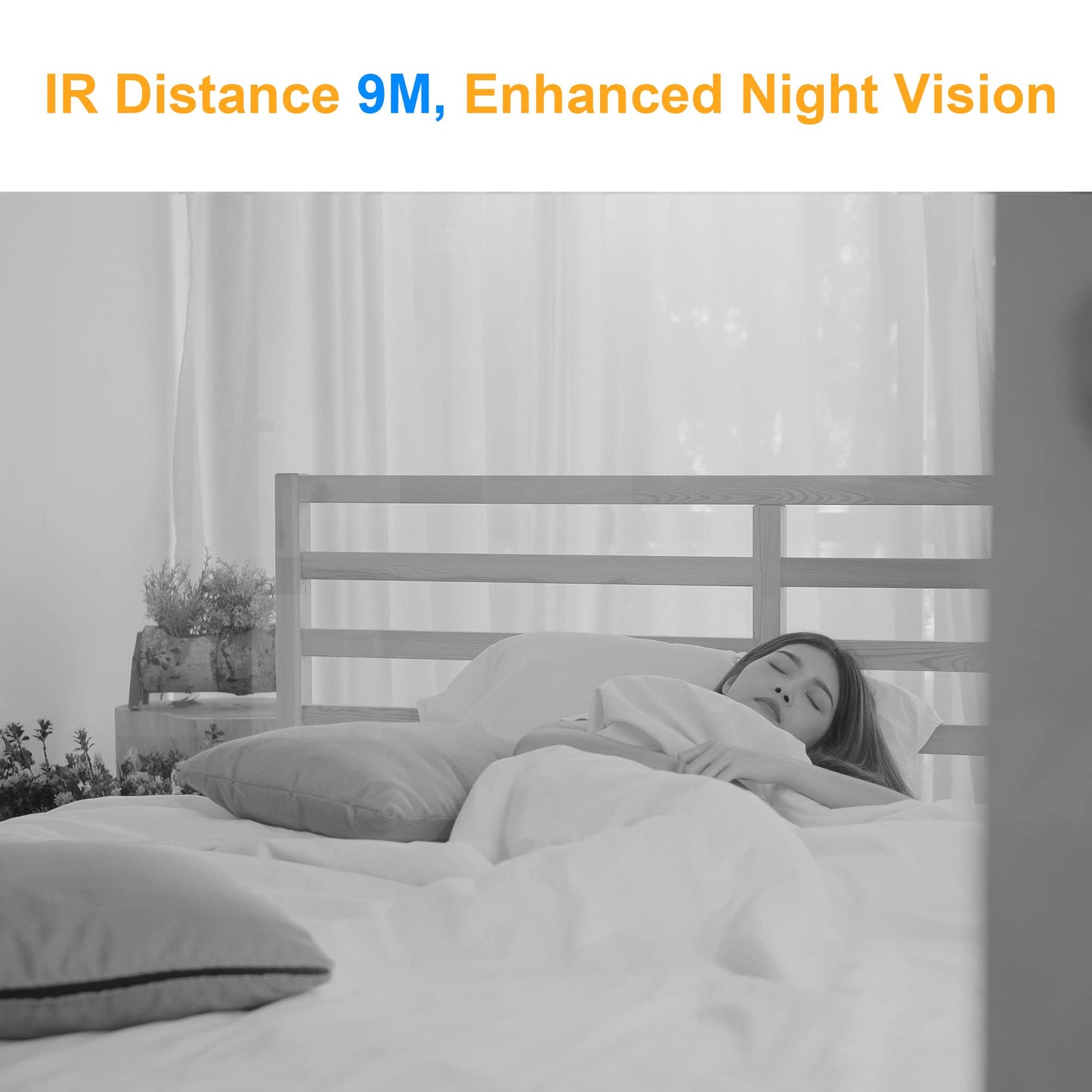 ANTELA Surveillance Camera Indoor 2.4/5GHz WiFi, 1080P WLAN Indoor Camera, 355°/90°, 2-way Audio, IR Night Vision, Motion Detection, Compatible with Alexa/Google Home (1pc)
