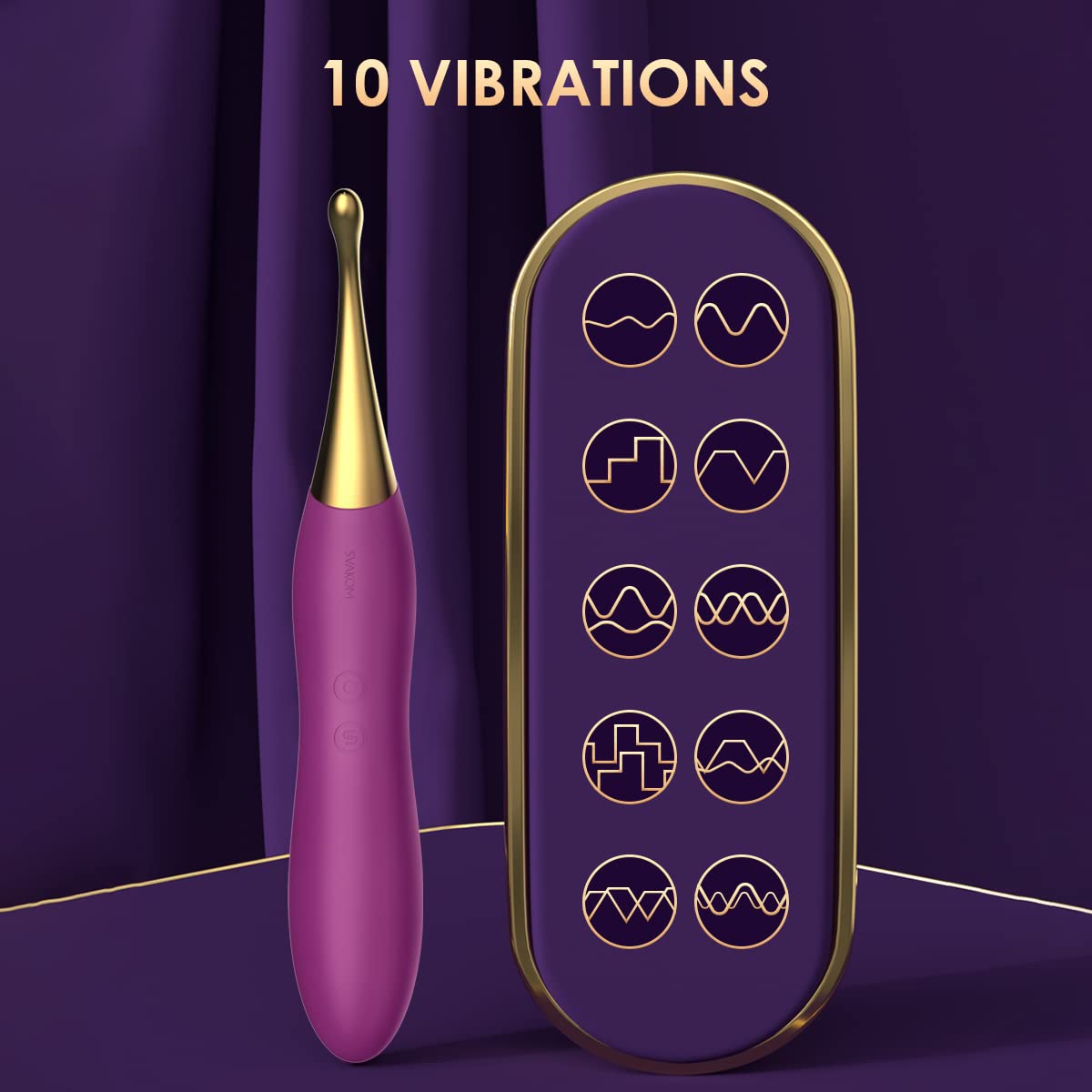 SVAKOM High Frequency Vibration for Women, Silicone Clitoris Vibrator, 10 Vibration Modes & 2 Vibrator Heads, Sex Toy for Women, Vibrator Sets for Women's Clitoris, Sex Toy