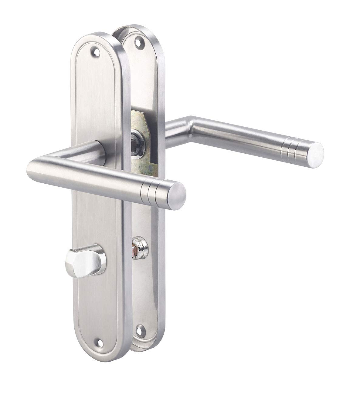 AGT Door Handle: 2-piece stainless steel door handle sets for bathroom & toilet, each with 2 handles (door handle set, WC long plate door fittings, door lock)