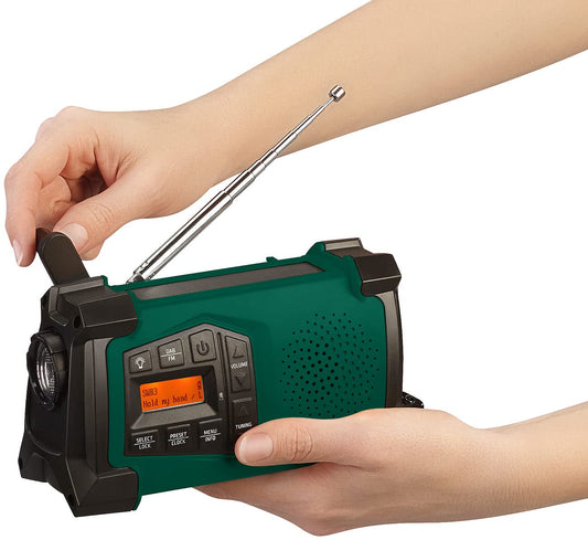 infactory Dynamo Radio: Mobile hand crank radio with DAB+, EWF function, solar panel, LED, USB (radio with hand crank, DAB solar radio, speaker iPad)