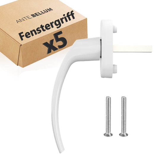 Ante bellum high-quality white aluminum window handles - secure and stylish accessories for windows and doors with a 35mm long pin. Fits most standard windows. (White, 5 pieces)