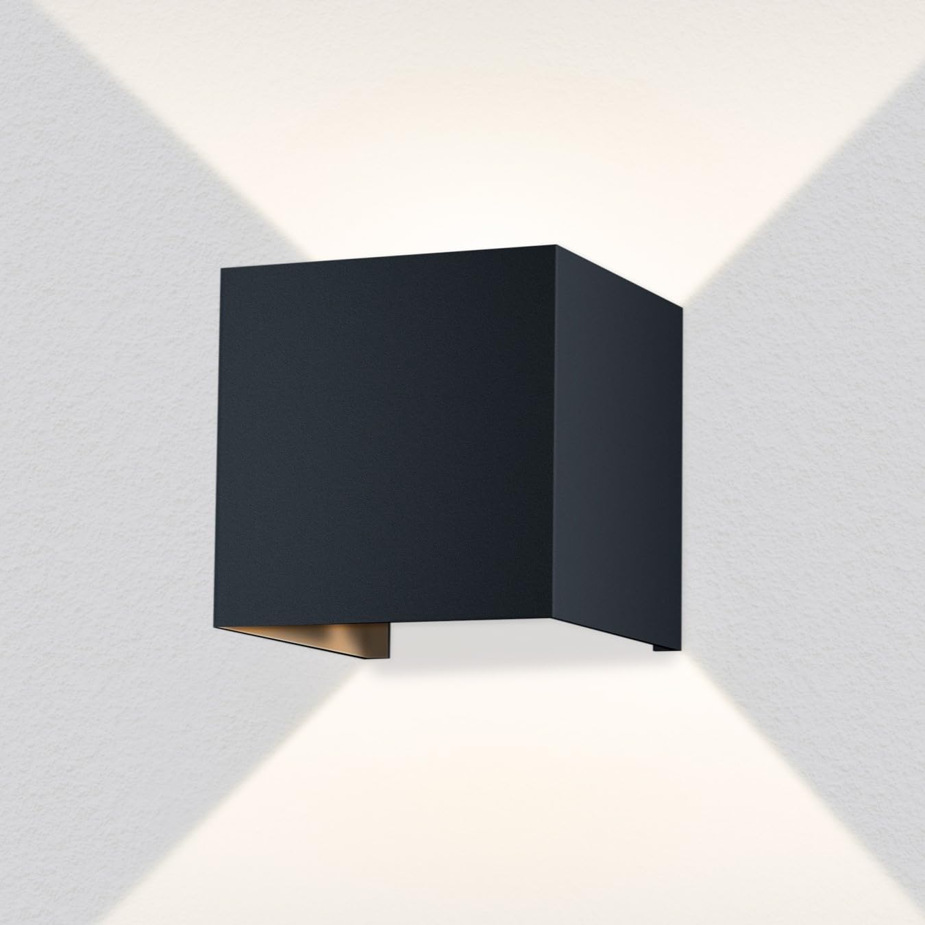 Metzler LED wall light in anthracite with up-down light IP 65 warm white, 9 W, 3000 K, rectangular outdoor lamp with adjustable light beam, suitable for indoor and outdoor use.