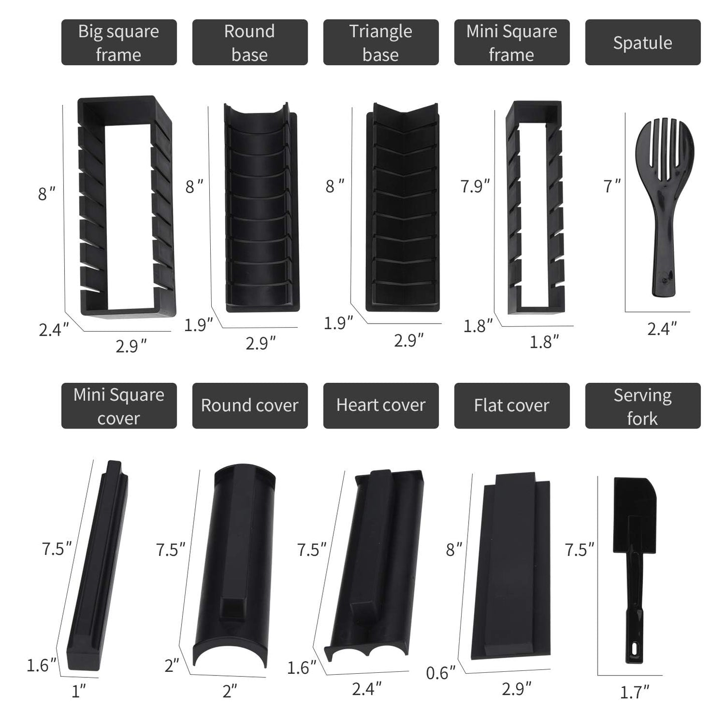 Sushi Maker Kit Plastic Premium Set Sushi Tool Set Sushi Rice Roll Mold DIY Sushi Roller Tool for beginners at home (12 pieces)