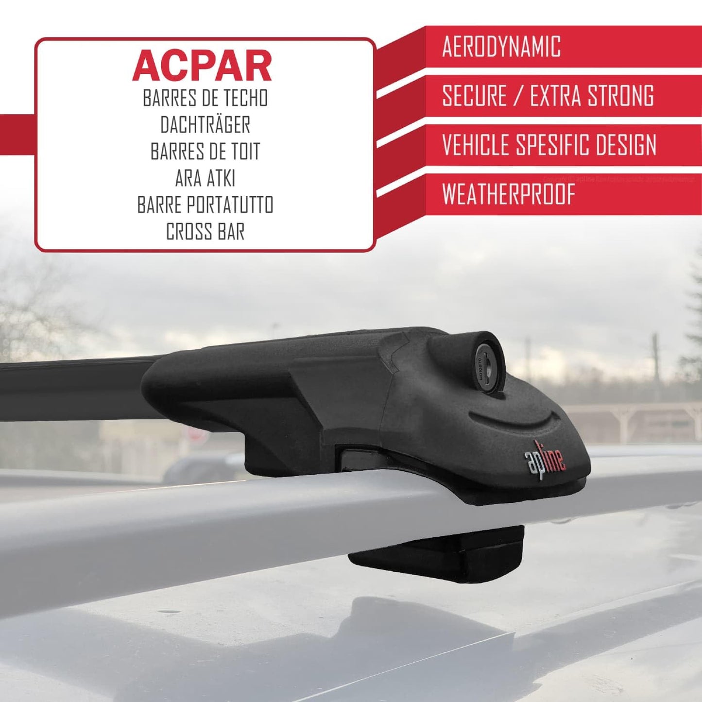 acpar Compatible with Dacia Jogger 2021-2025 ACE-1 Roof Rack Cross Bars Black Aluminum 2 Bars