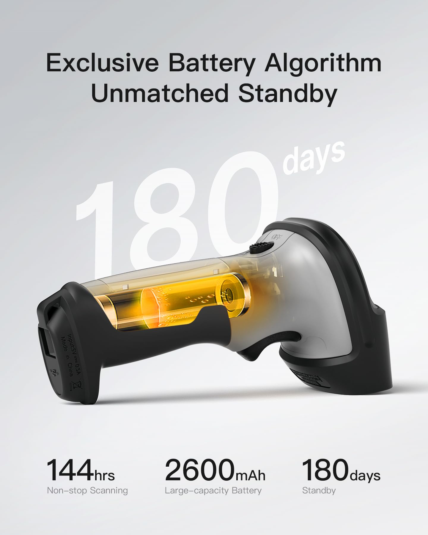 Inateck Bluetooth Barcode Scanner, wireless, cordless, 180 days standby time, 35m wireless range, automatic fast and accurate scanning, BCST-70.