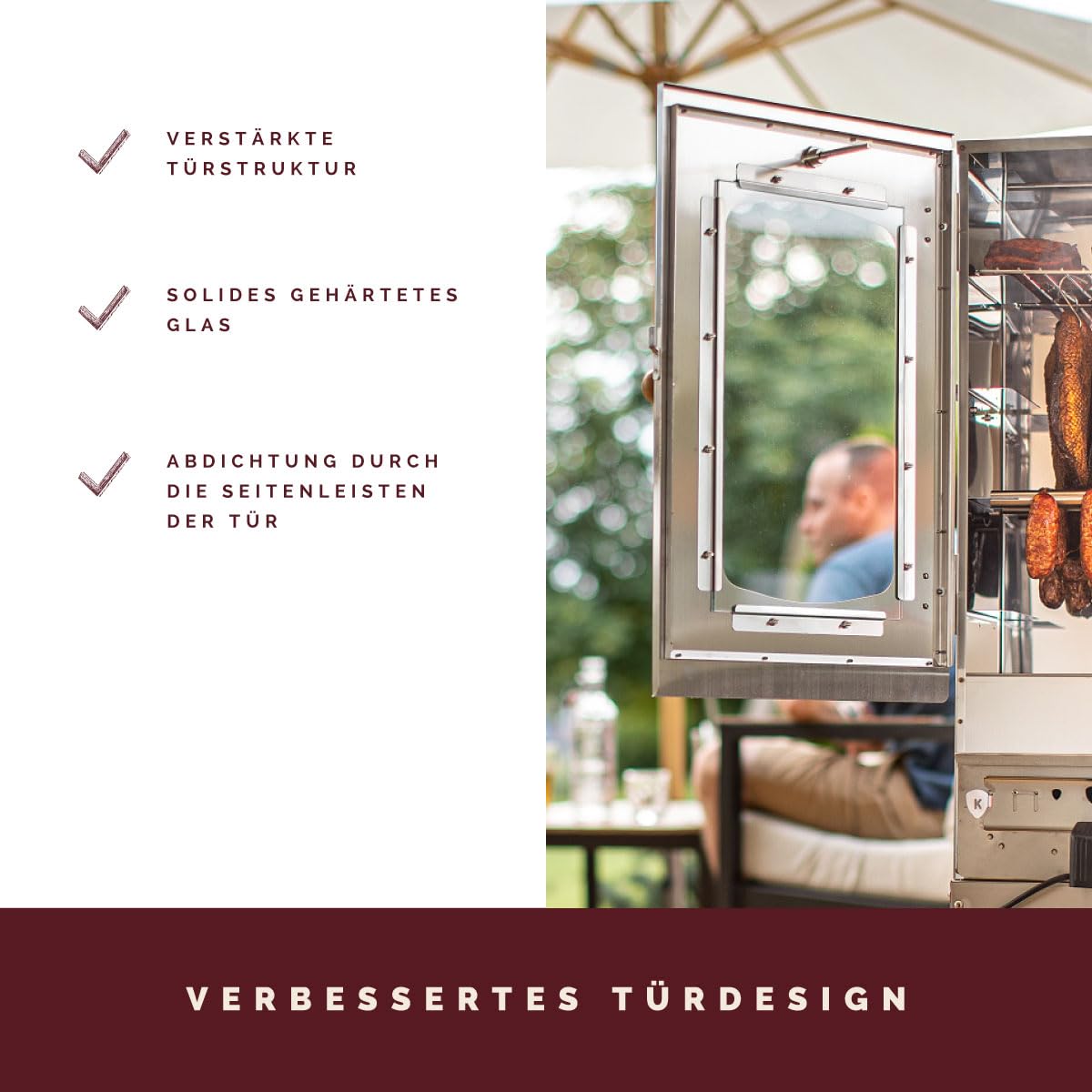 KAISER Company '50' high-quality stainless steel smokehouse/smoker - wood-fired I portable smoker 80 cm I perfect for smoking I can fit up to 10kg of meat I with accessories I NON-RUSTING