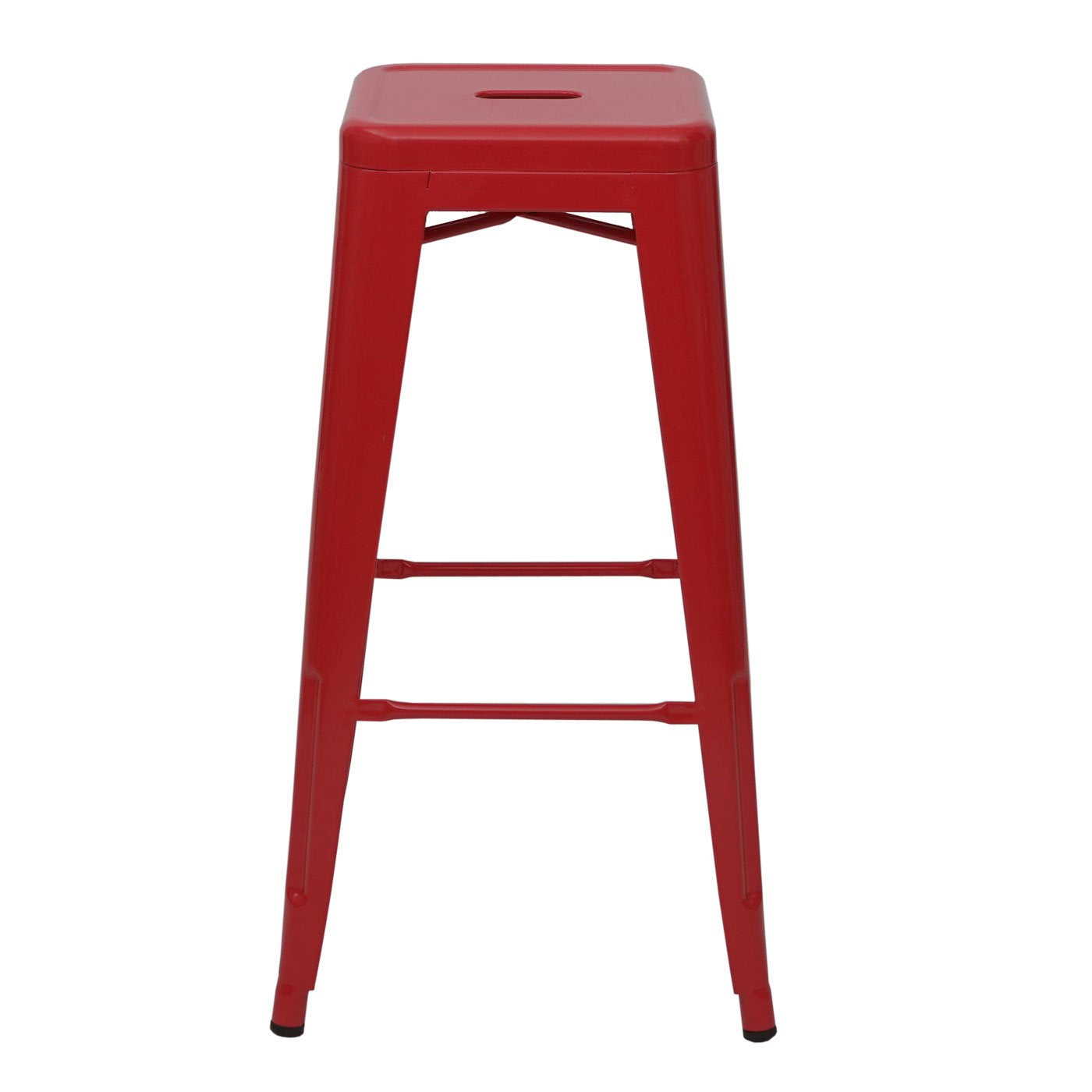 Mendler 4-piece set bar stools HWC-A73, bar chair counter stool, metal industrial design stackable - red.
