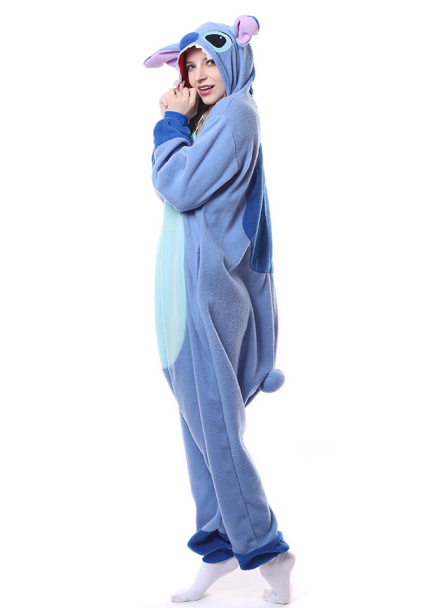 RANSUU Stitch Onesie Costume Relaxo Jumpsuit Adult Pajamas Women Men Animal Onesie Christmas Carnival Halloween Blue S