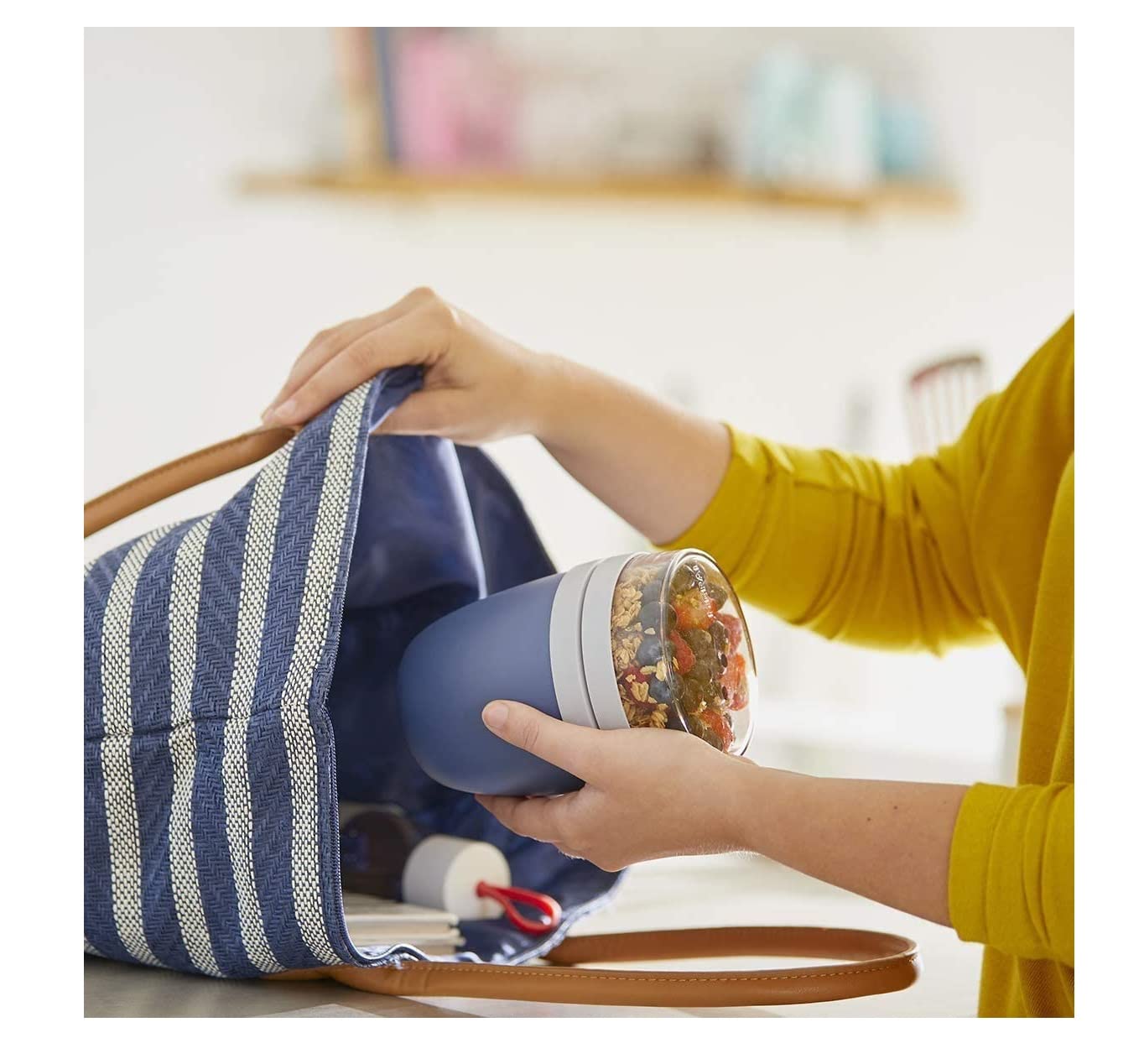 Mepal - Lunchpot Ellipse Duo Pack - Practical cereal cup, yogurt cup, to go cup - suitable for freezer, microwave & dishwasher - 300 & 500 ml - Nordic Blue