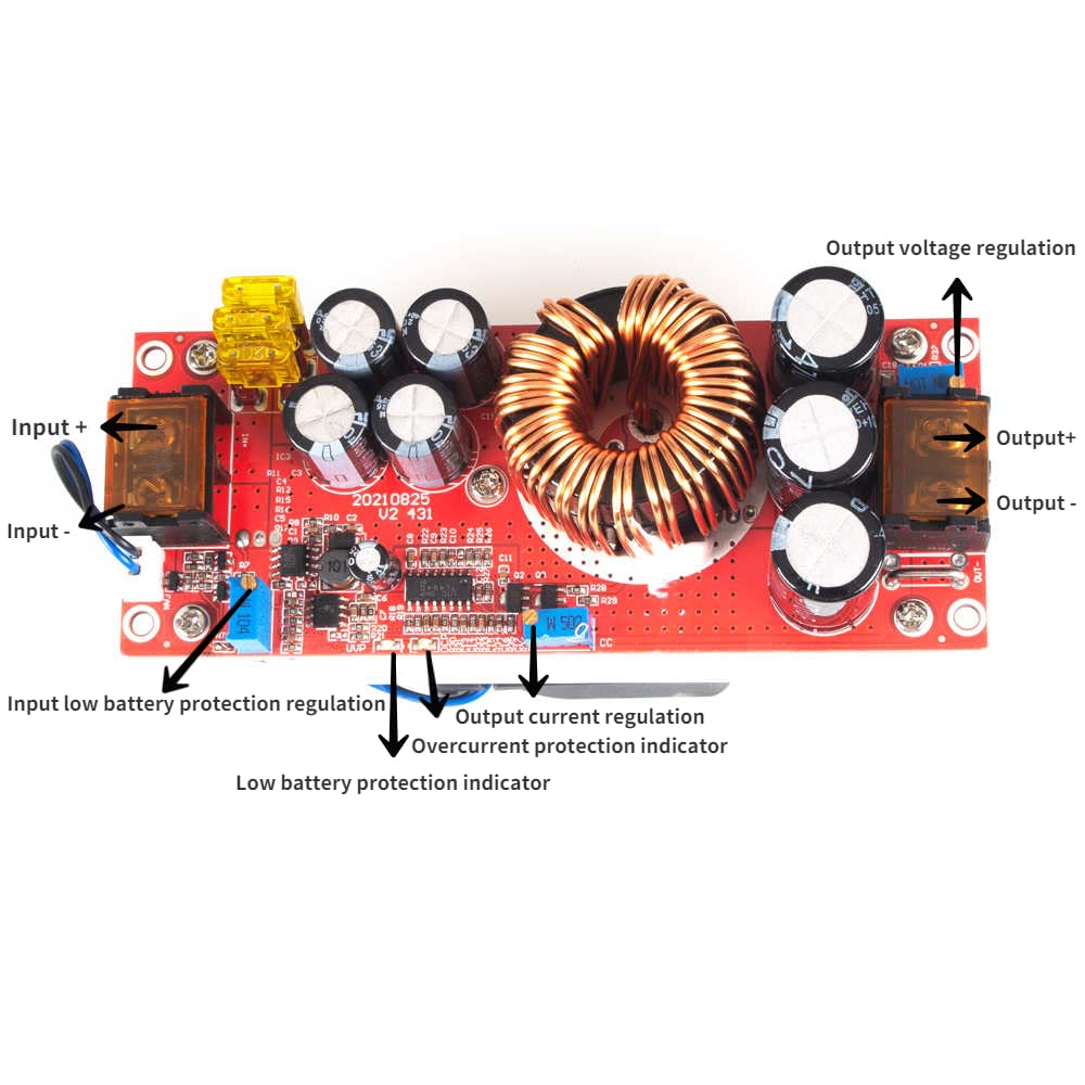 ANGEEK 1500W 30A Boost Power Module DC-DC Boost Converter 10-60V to 12-90V Adjustable Module with Fan