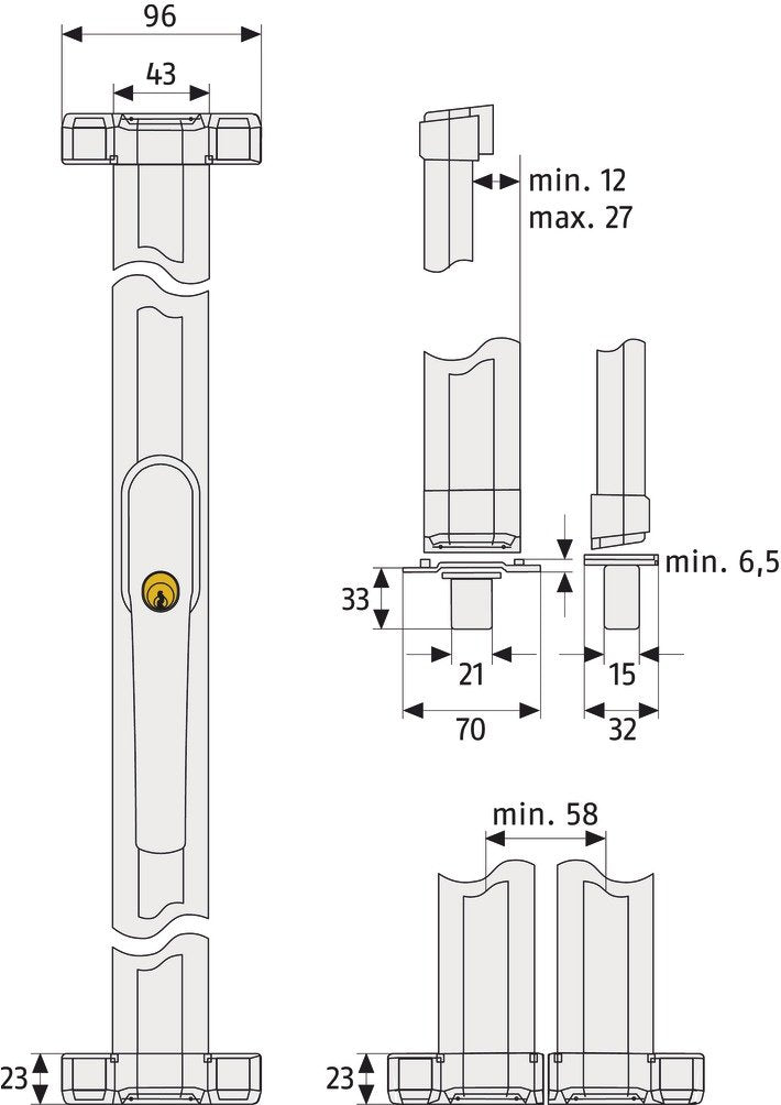 ABUS rod set FOS/FSA - locking bars for window locks FOS550/A, FOS650/A and FSA3550 - 118 cm long - 12026 - 2-piece set - White