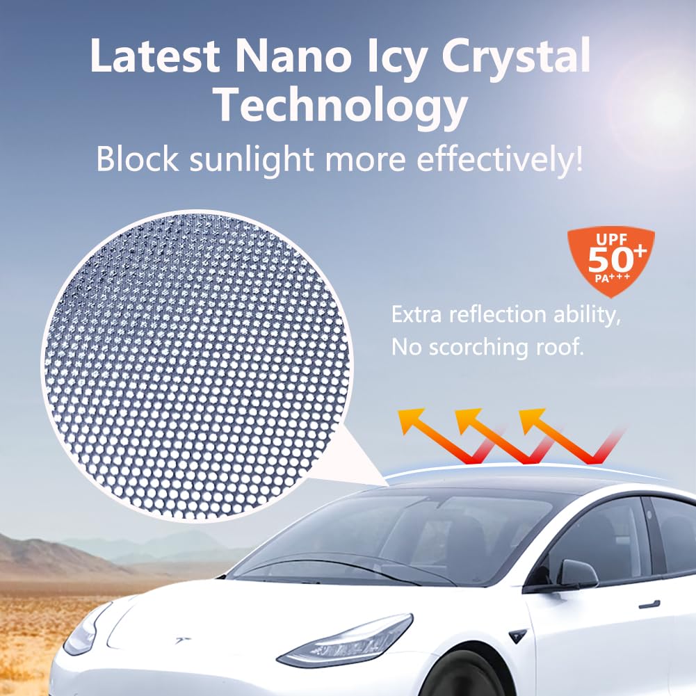TESBEAUTY Enhanced Tesla Model Y Sunshade UV Blocker No Sagging Cool Material Tesla Camping Privacy Curtains Privacy Camping Sunshade Sunshade