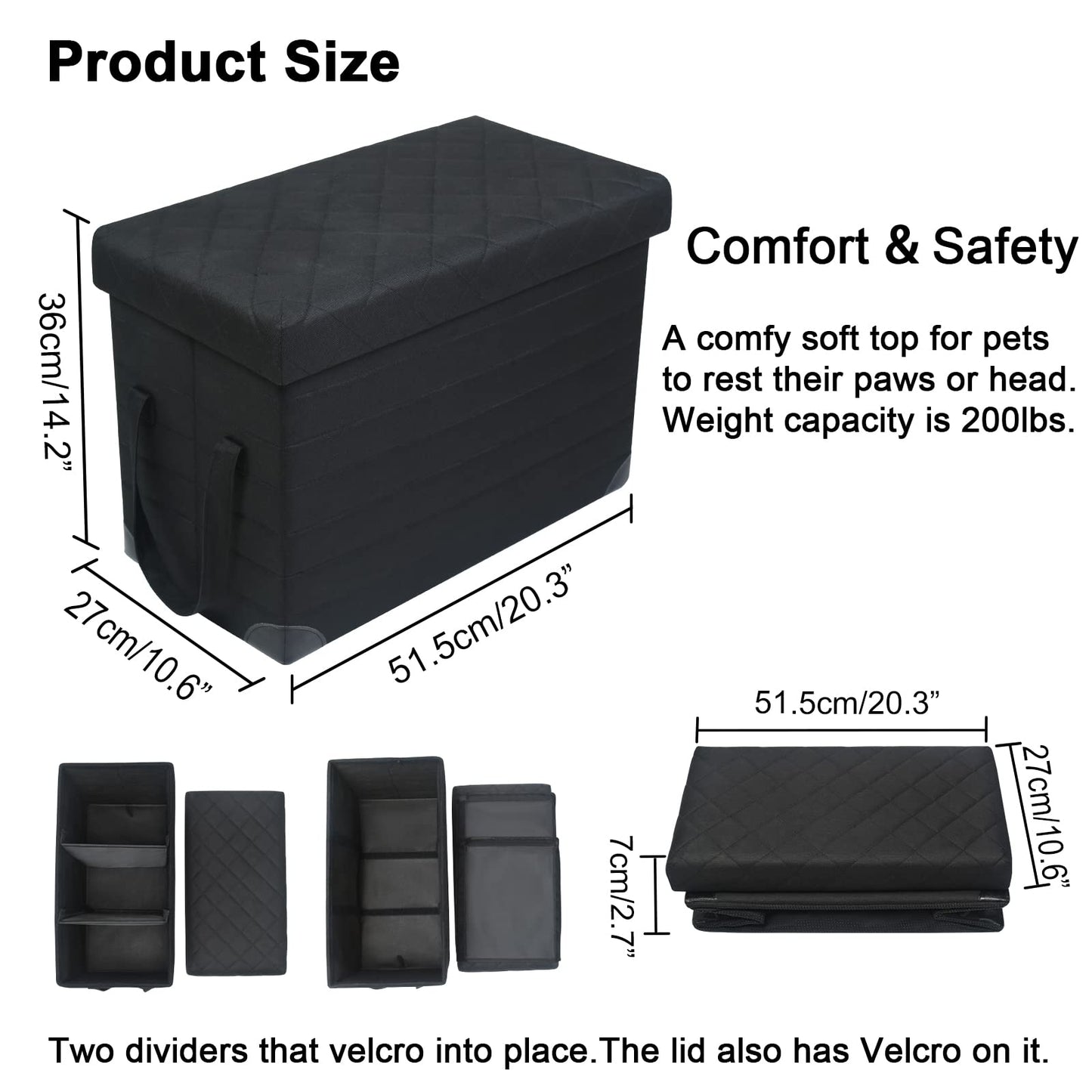 GOYJOY Dog Seat Extender for SUV, Truck, Sedan, front and back seat extension with storage, can hold up to 90kg, for large, small, medium pets.