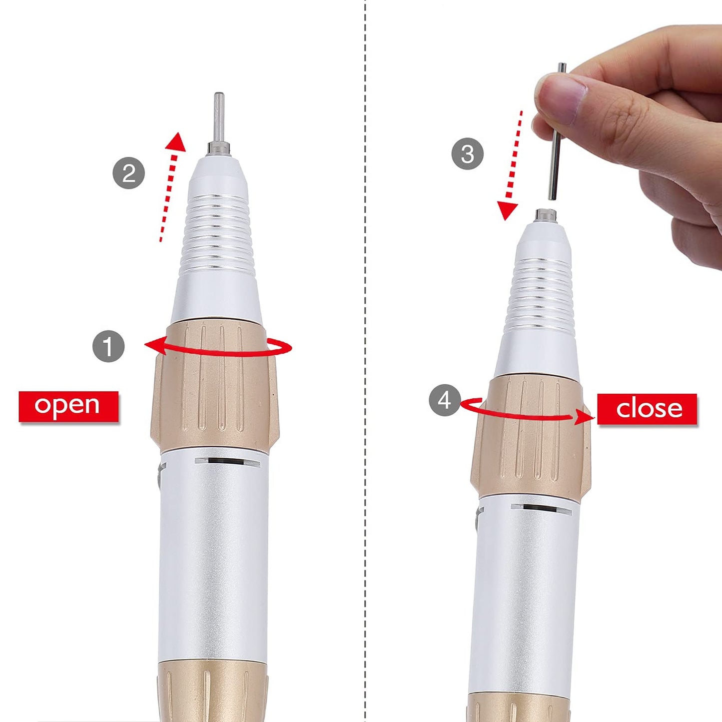 35000 RPM Electric Nail Drill, Nail Drill Replacement Handle Handpiece, Manicure Pedicure Machine Polishing Tool for Acrylic Nails, Low Noise Nail Art Tool for Salon and Home Use