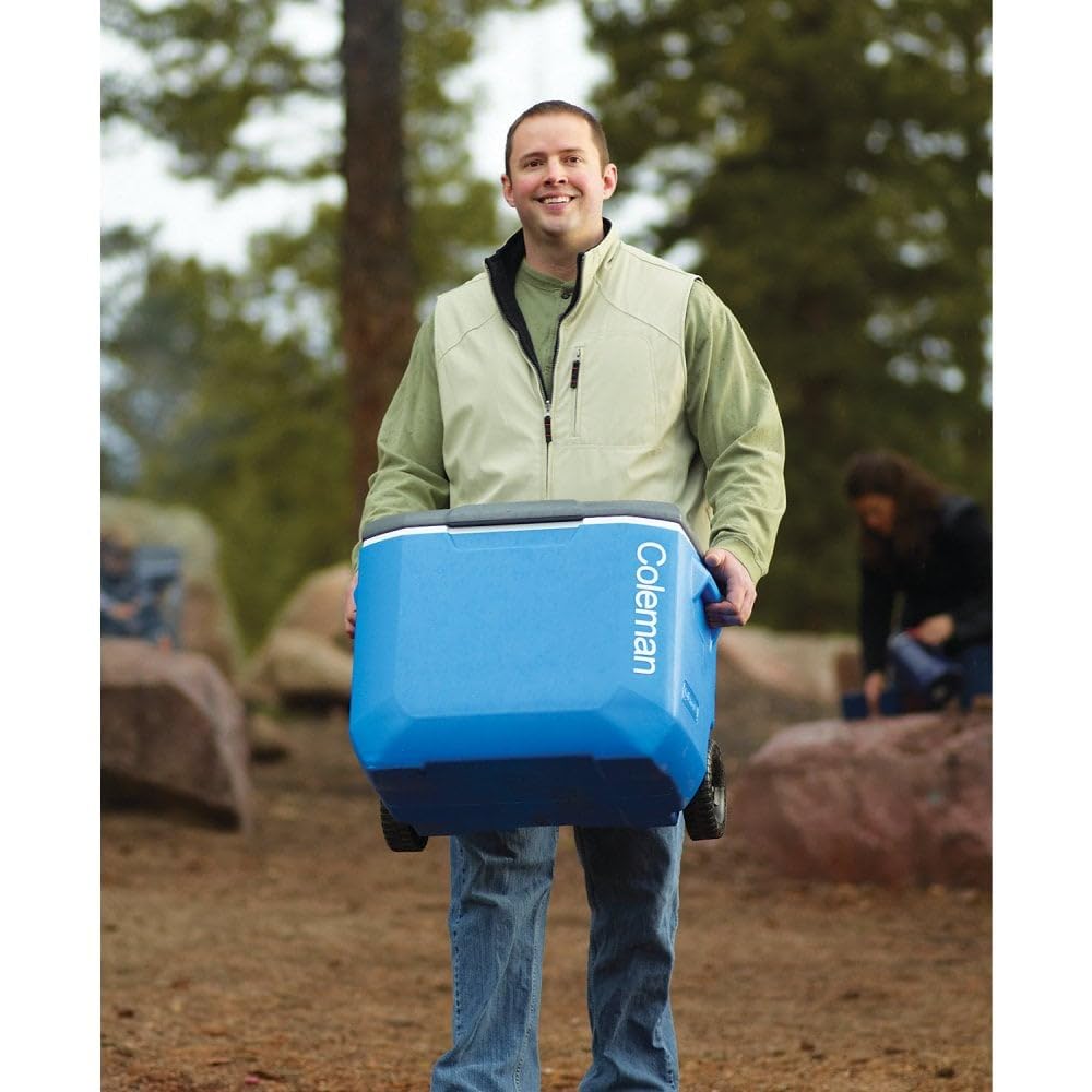 Coleman Blue 60QT Tricolour Wheeled Camping Cooler