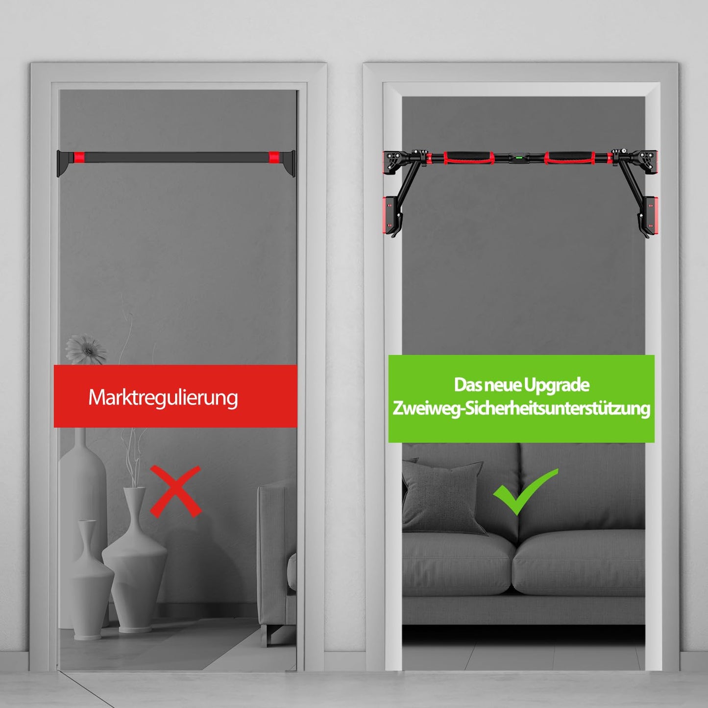 MERUYOO Pull-up bar for door frames to hang in without screws and no slipping, professional door frame pull-up bar with padded grips (black, S 78cm-98cm)