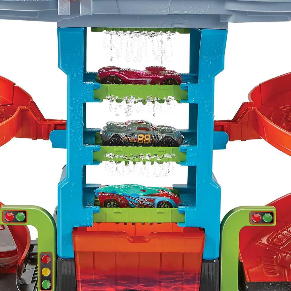 Hot Wheels City Race Track with Car Wash, color-changing feature, includes 1 toy car, suitable for kids aged 4 and up, HDP05.