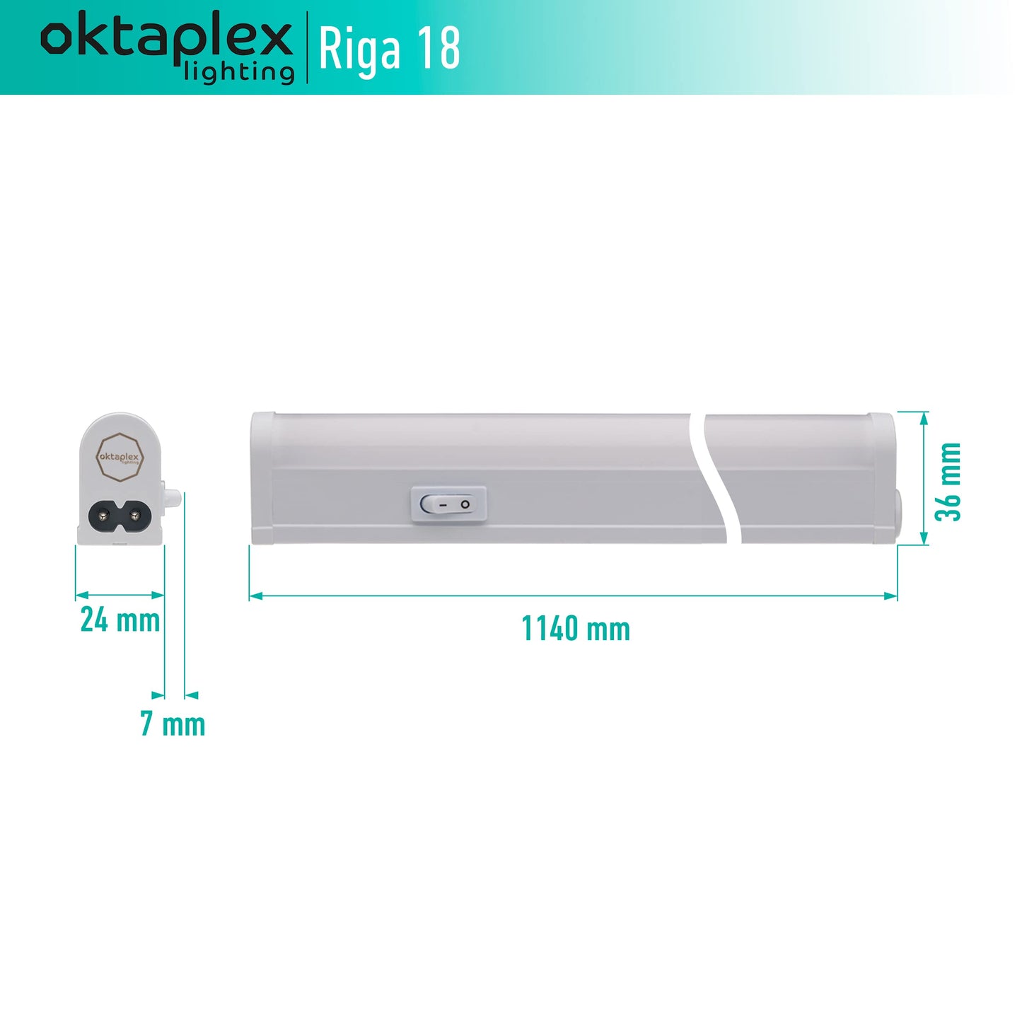 Octaplex lighting LED under cabinet light for kitchen 18W 1620lm Warm White 3000K, kitchen under cabinet light expandable with switch | Length: 114cm