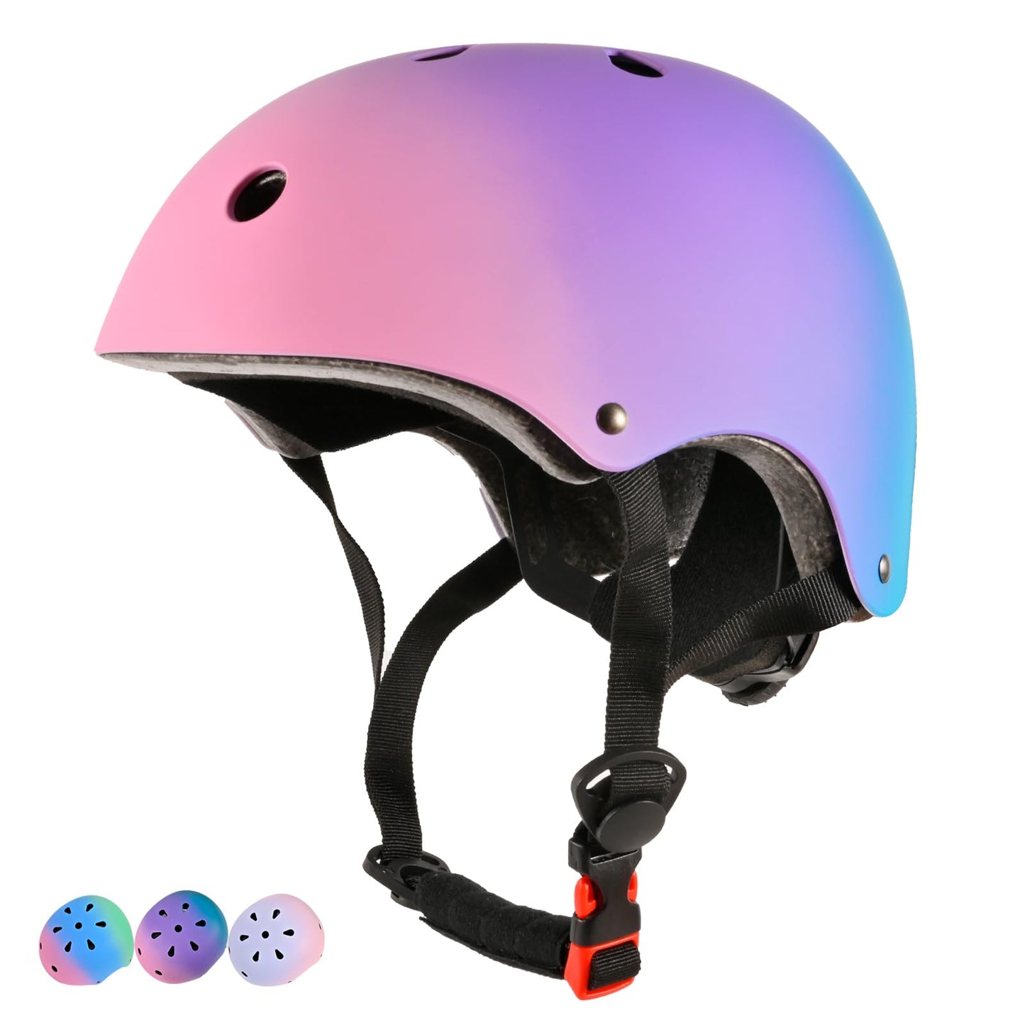 LOKJIJI Adjustable Kids Bike Helmet Skater Helmet for Girls Boys Children Youth, Color Gradient Kids Protective Helmets for Multi-Sports Bicycle Skateboarding Skating, Purple, S