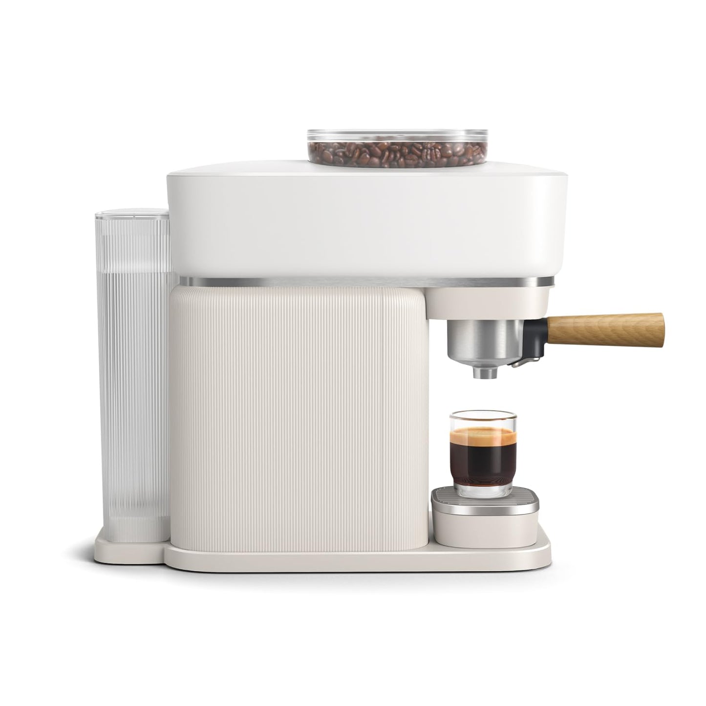 Philips Baristina Espresso Machine - Real Espresso, made simple. Compact coffee machine, natural white with ash wood portafilter, 16-bar pump pressure, automatic grinder, Cafe Crema (BAR302/20)