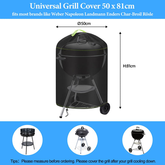Kettle Grill Cover, VDISRR Weatherproof BBQ Cover, 420D Oxford Charcoal Grill Cover, Ø63x88cm, Waterproof, Tear-resistant, UV Protection, Protects Grill from Fading, Rust, and Mold.