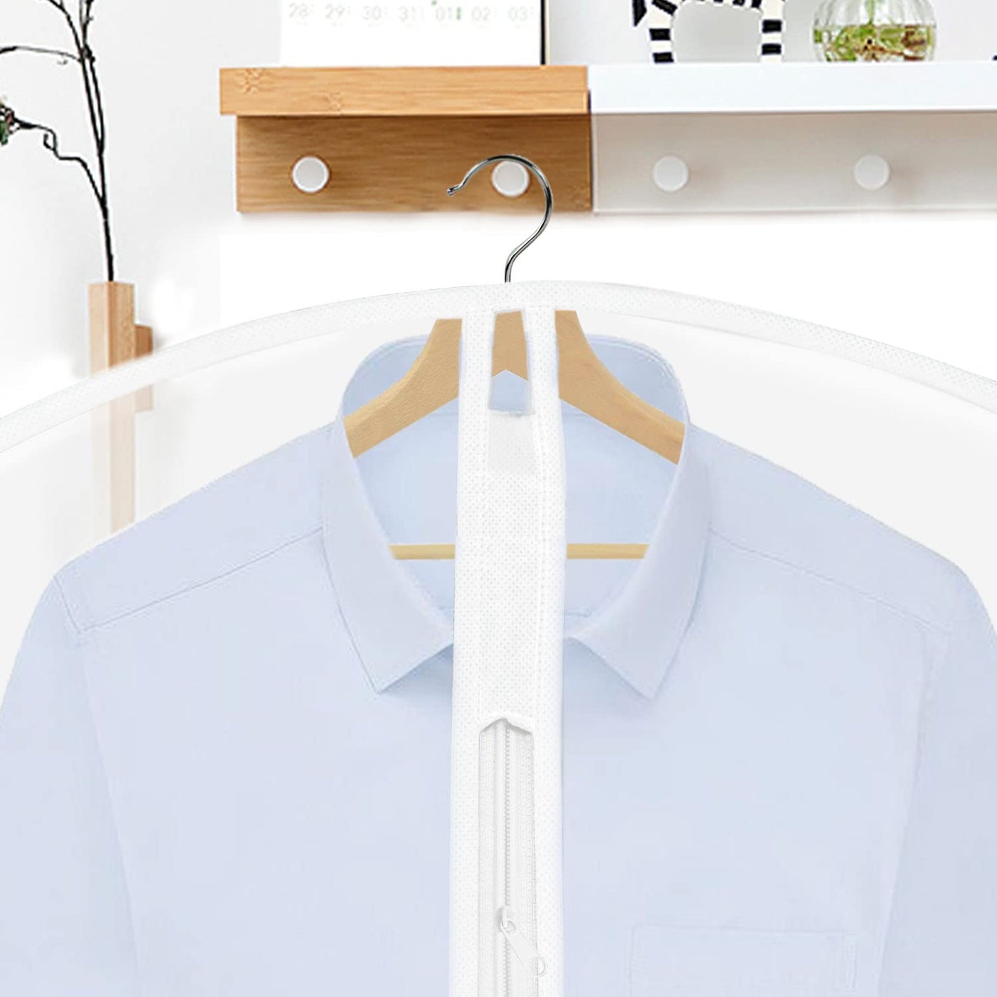 12 Pieces Transparent Garment Bags Cover with Zipper, Clothes Protection Jackets Coats Evening Dress Suit Dress Cover Suit Cover Suit Bag Translucent (White)
