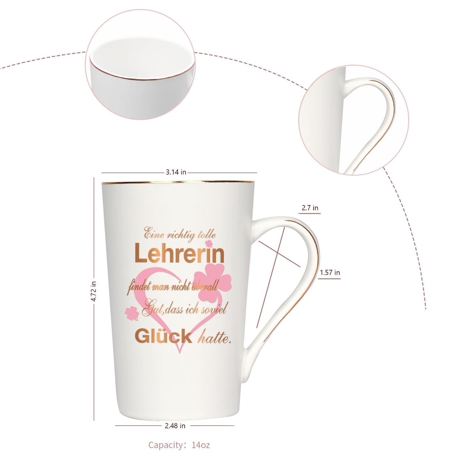 Joyful coffee cup farewell gift for teacher - it's hard to find a really great teacher - farewell gift for the best favorite teacher, 400ml white.